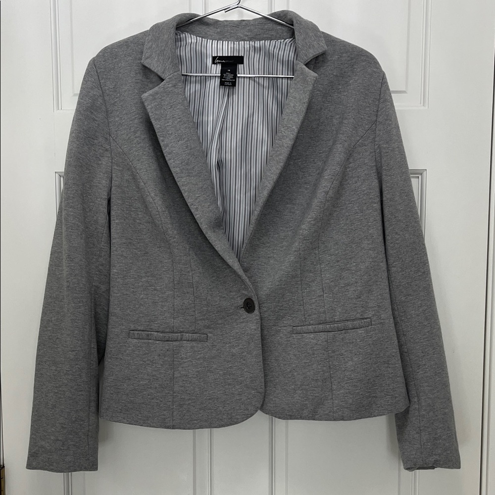 Lane Bryant Light Heather Gray Women's Knit Casual Blazer - Size 18